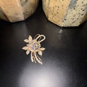 Elegant Gold and Silver Floral Brooch